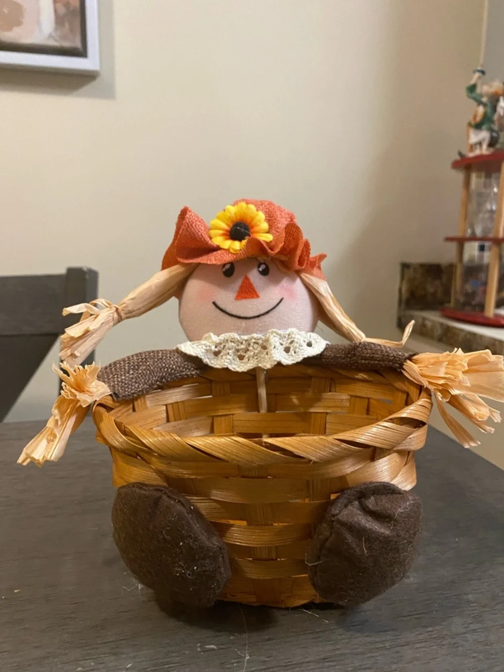 Autumn Scarecrow Woven Basket